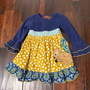 Millie Jay Dress Girls 2T Squirrel Design Blue And Yellow